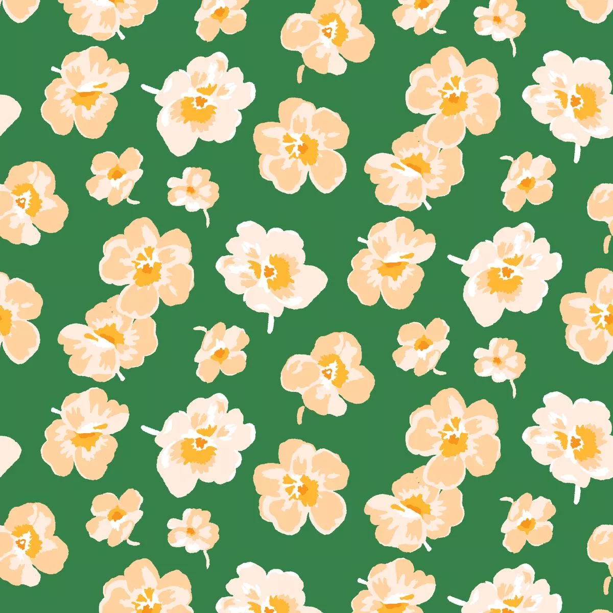 petulia-blooms-on-green-fabric Petulia Blooms on Green Fabric