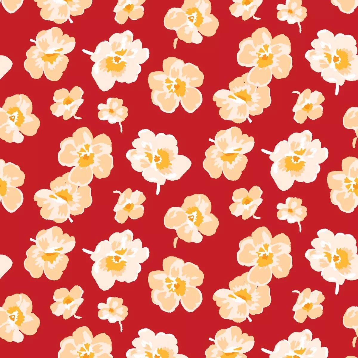 petulia-blooms-on-red-fabric Petulia Blooms on Red Fabric