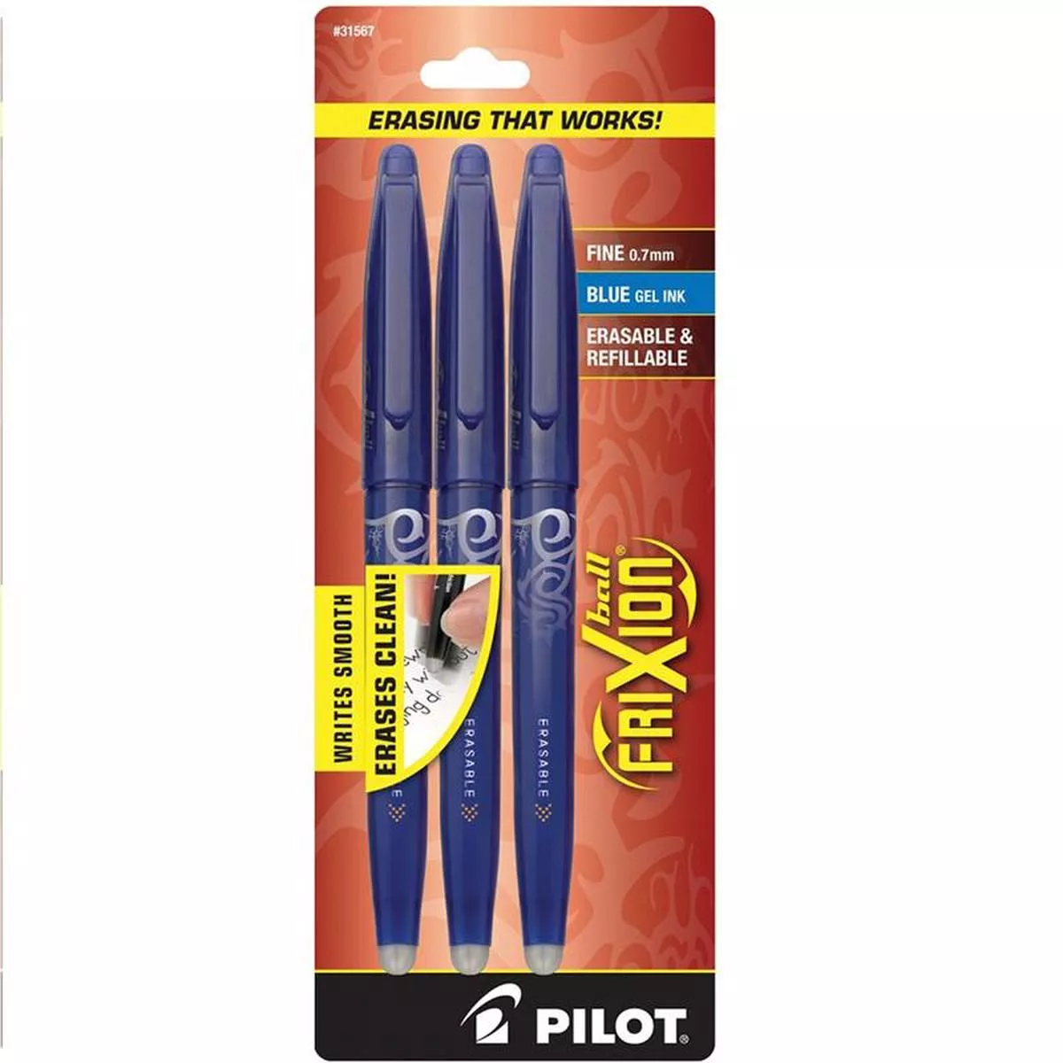 Pilot FriXion 3pk FX7C3BLU Blue Fine Point Erasable Gel Pens