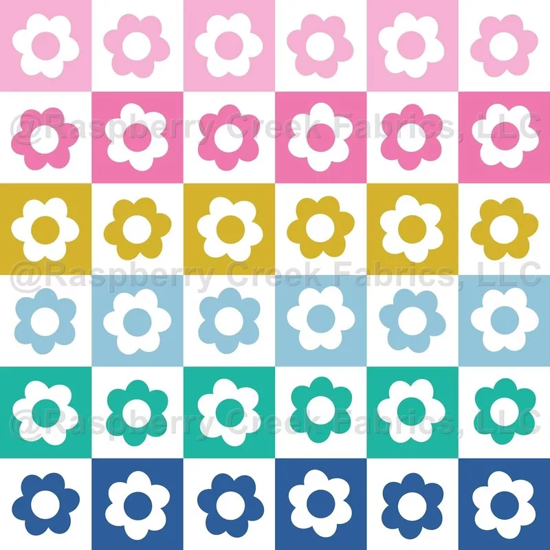 Pink Brights Daisy Checkerboard