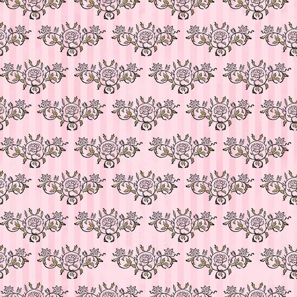 pink-gold-steampunk-floral-fabric Pink and Gold Steampunk Floral Fabric