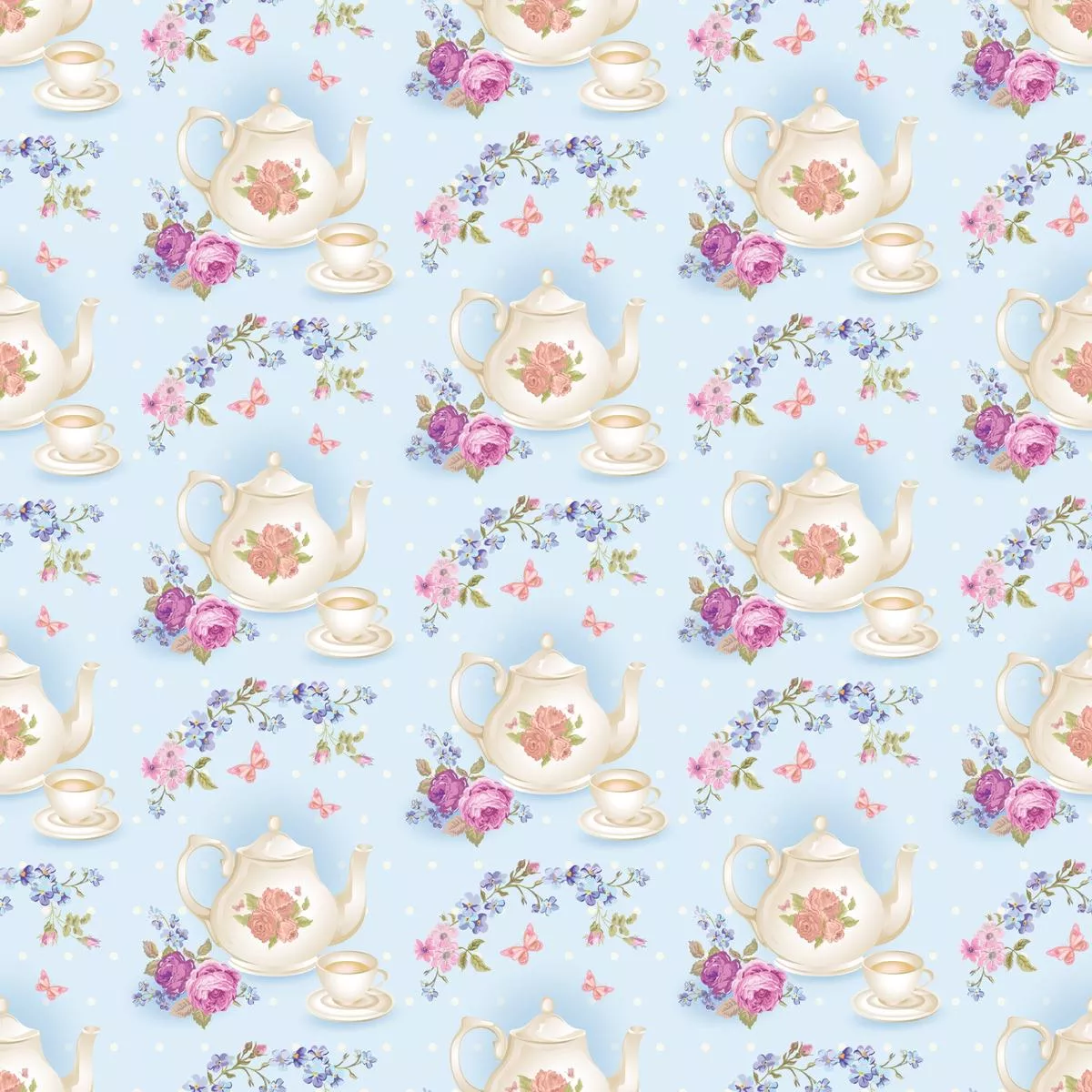 Pink Tea Party Pattern 6 Quilting Cotton Fabric