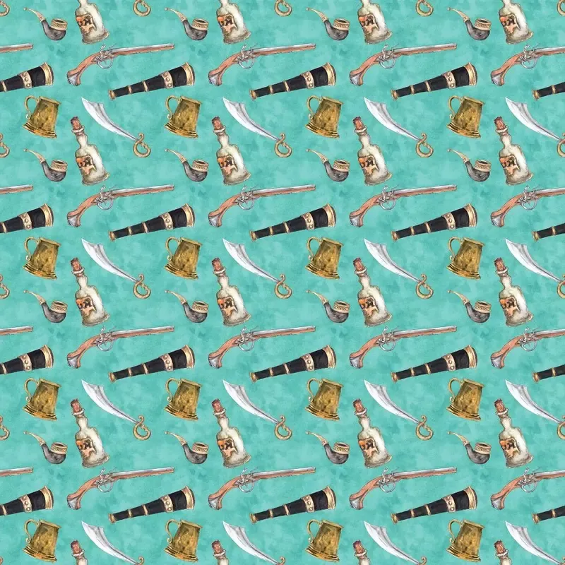 Pirate Adventure Allover Fabric – Green