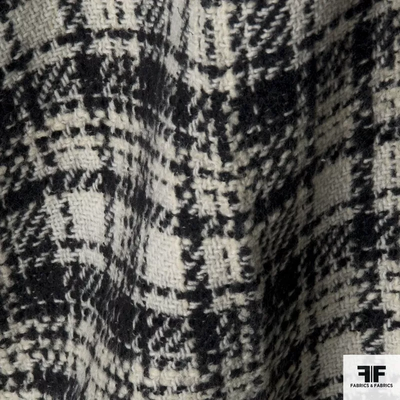 Plaid Wool Coating – Black/Cream
