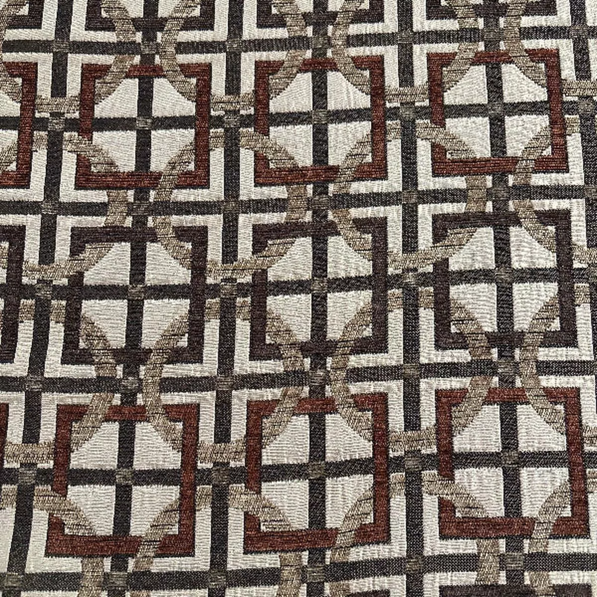 Plaza Tiles Beige Upholstery Fabric