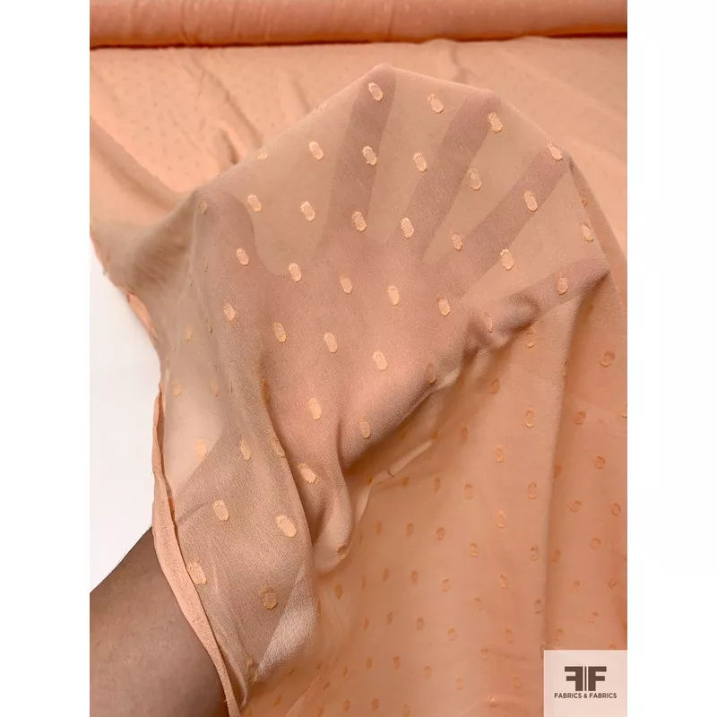 Polka Dot Clip Silk Chiffon – Peach