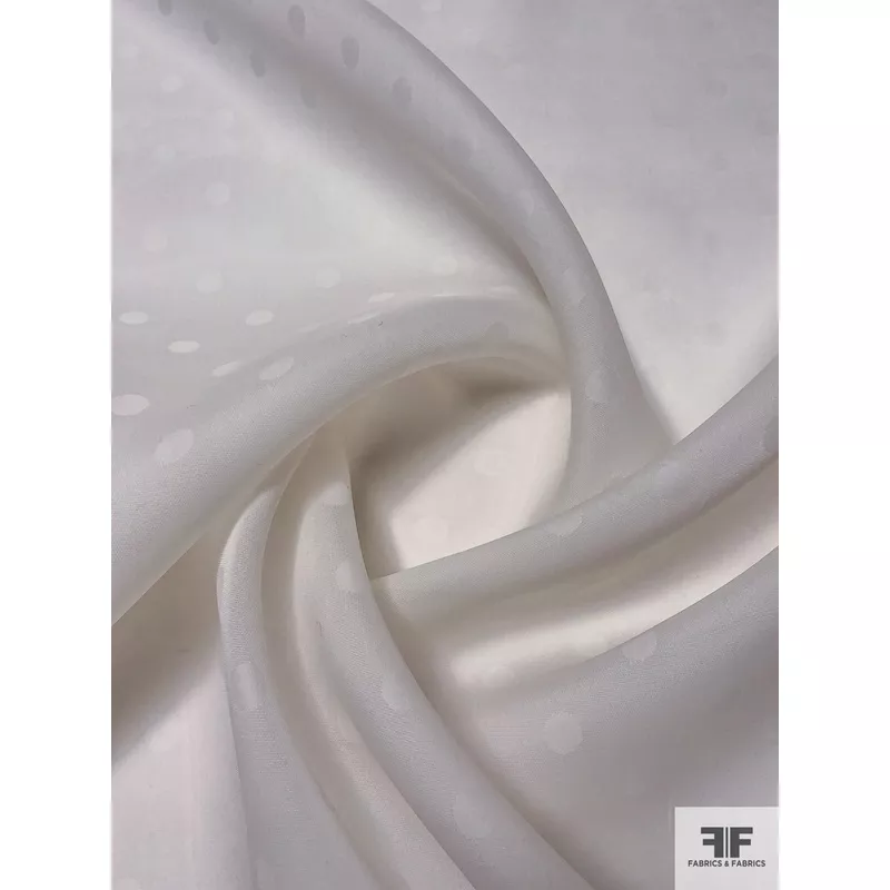 Polka Dot Jacquard Silk Gazar – Ivory