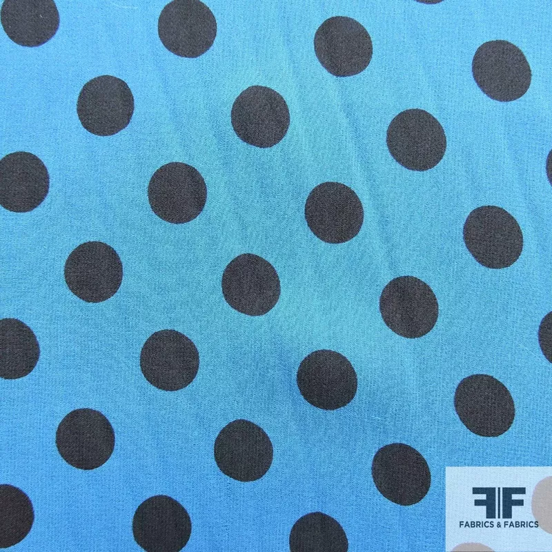 polka-dot-printed-silk-chiffon-blue-black Polka Dot Printed Silk Chiffon -Blue/Black