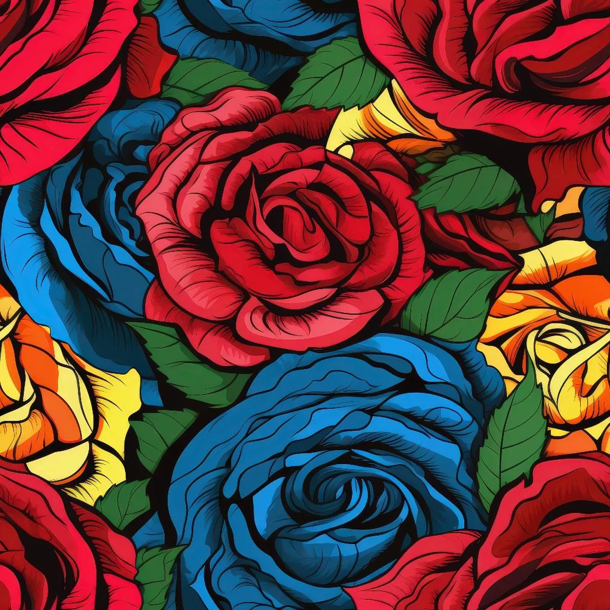 Pop Art Roses Pattern 1 Quilting Cotton Fabric