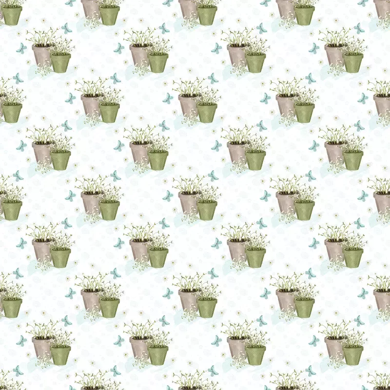 potted-daisies-fabric-white Potted Daisies Fabric – White