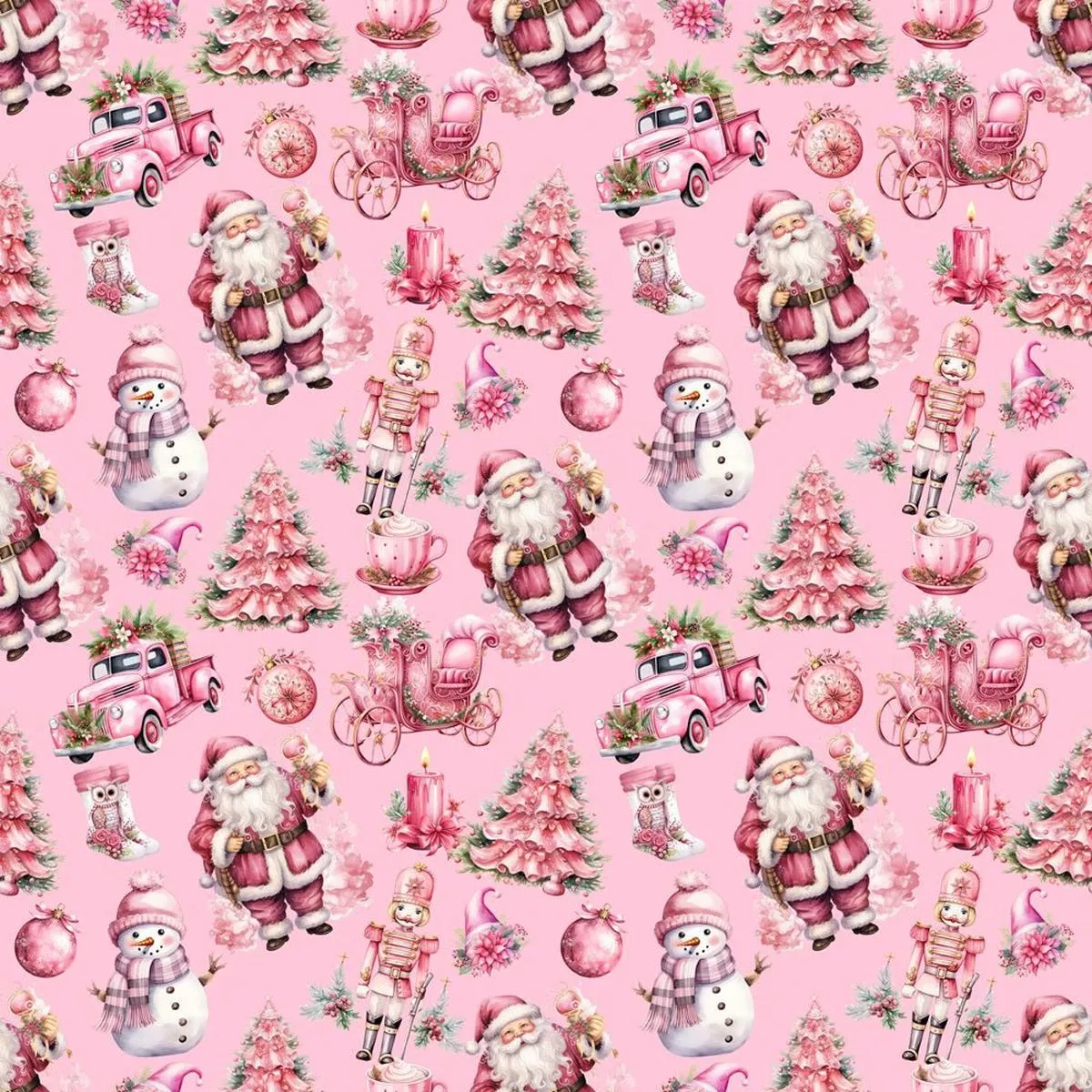Precious Pink Christmas Fabric