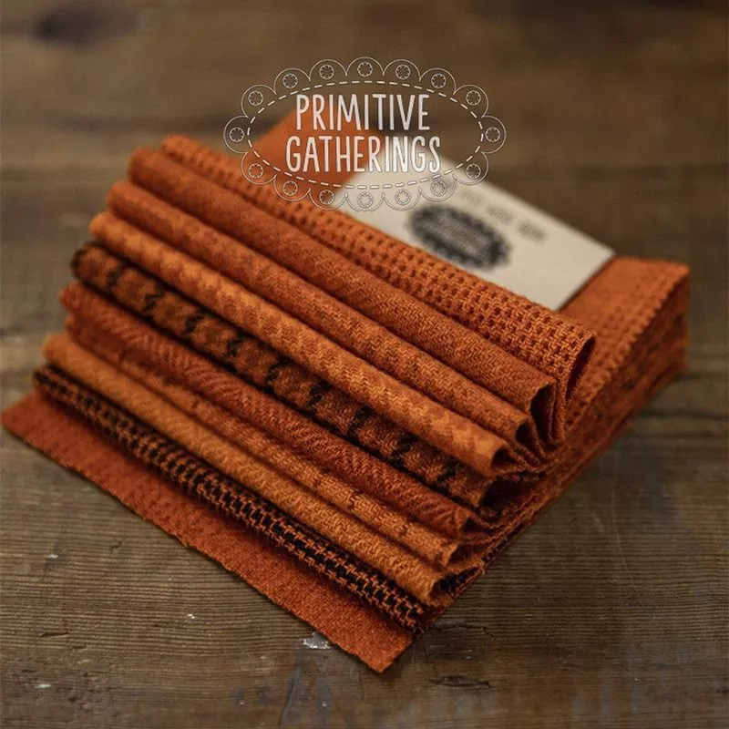Primitive Gatherings Wool 5″ Squares Firebird Orange
