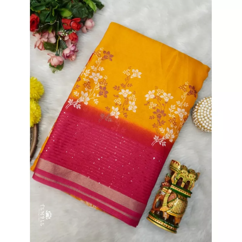 printed-fancy-saree-yellow-ttds3075 Printed Fancy Saree(Yellow) | TTDS3075