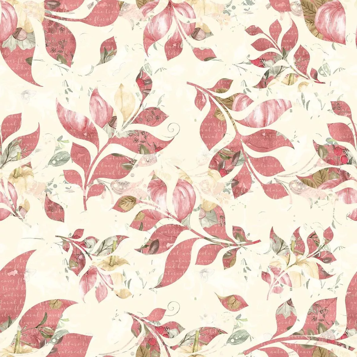 Pumpkin Paradise Patterned Leaves Fabric