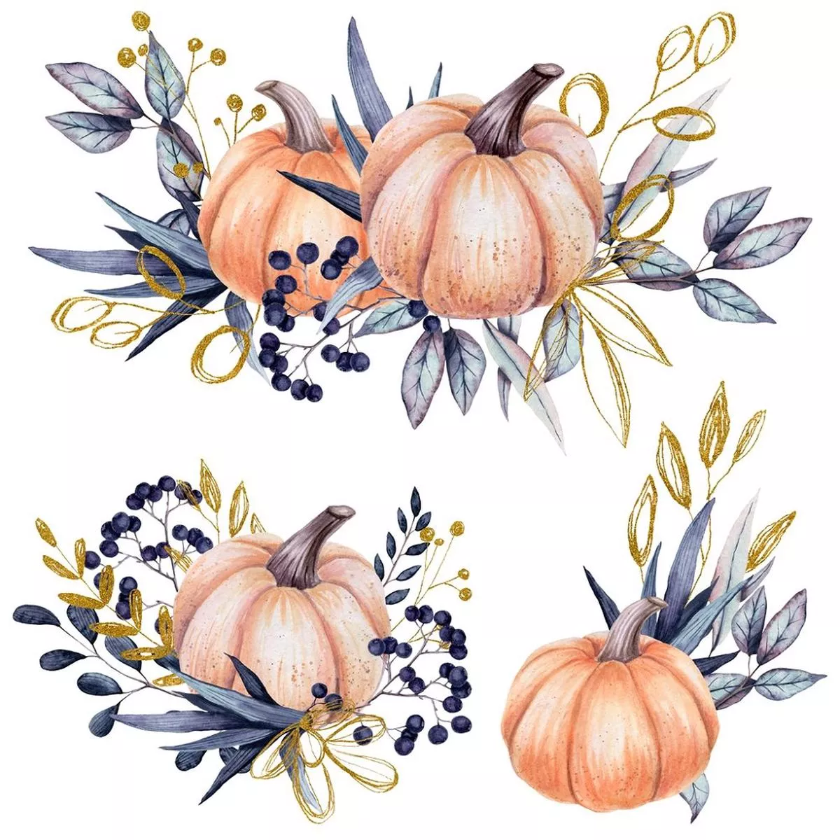 pumpkins-berries-fabric-panel-multi Pumpkins & Berries Fabric Panel – Multi