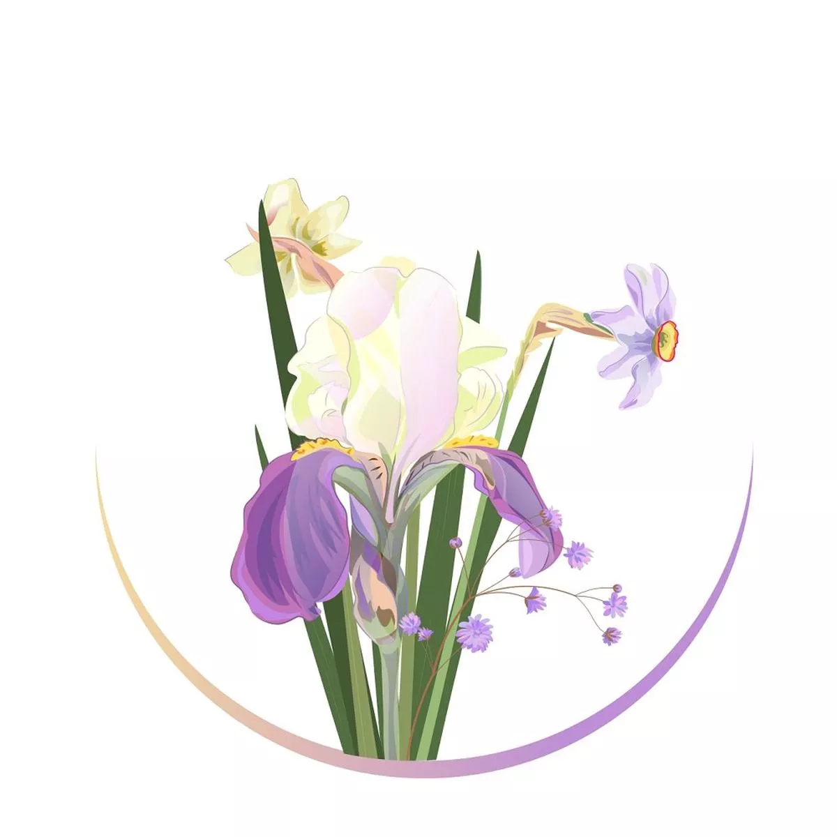 purple-yellow-daffodils-fabric-panel-variation-1 Purple and Yellow Daffodils Fabric Panel – Variation 1