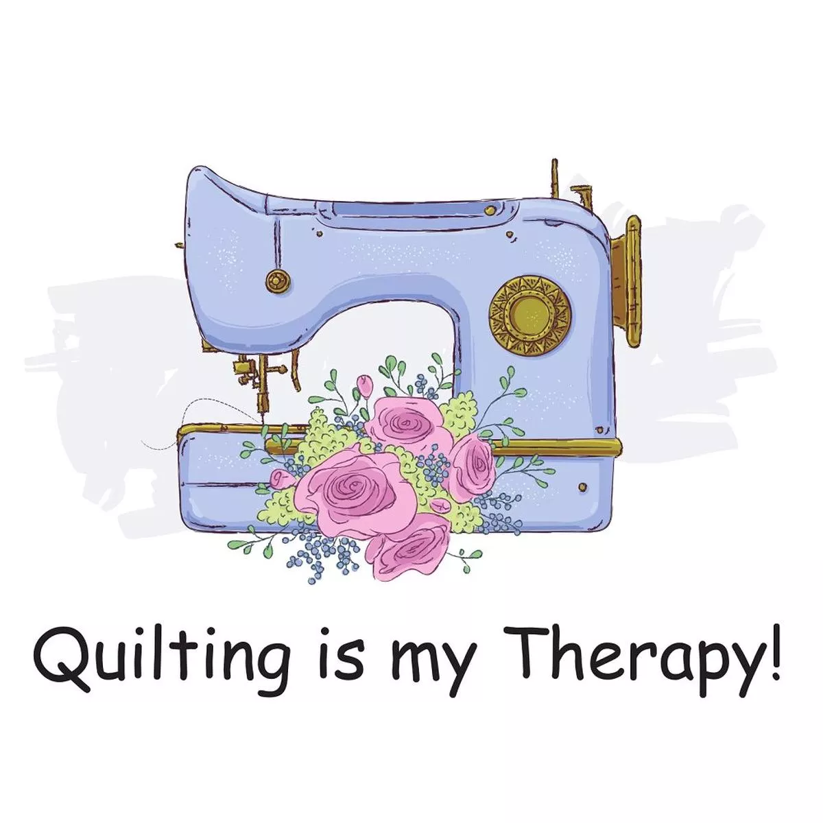 quilting-is-my-therapy-fabric-panel-white Quilting is my Therapy Fabric Panel – White