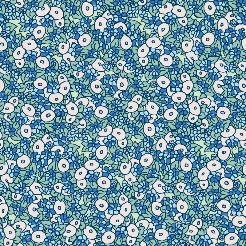 raggedy-ann-andy-dense-florals-blue-fabric Raggedy Ann and Andy Dense Florals Blue Fabric
