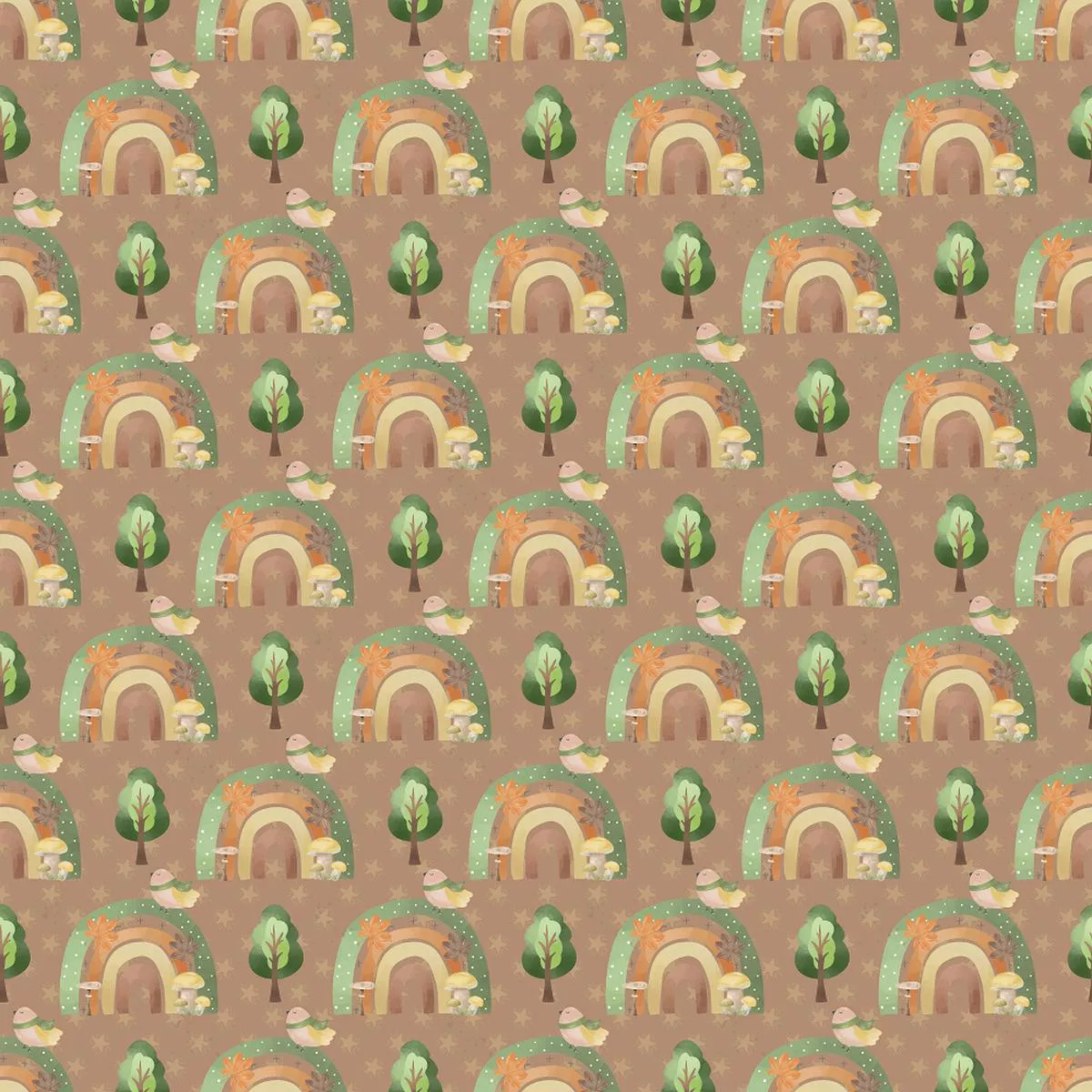 Rainbows In The Forest Fabric – Brown