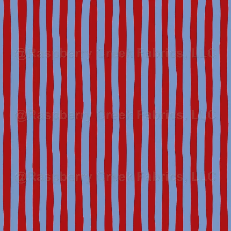 Red & Light Blue Wonky Stripes