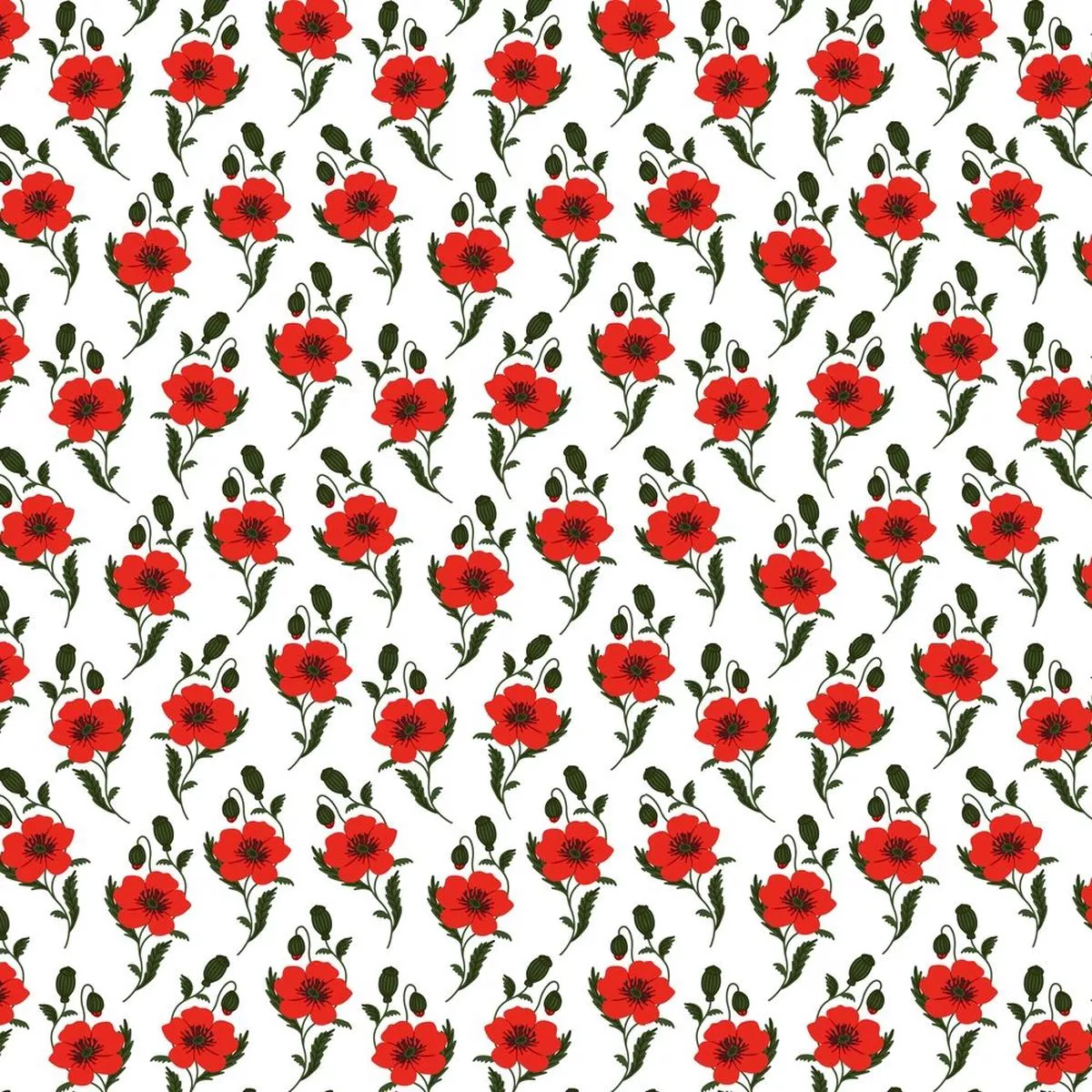 red-poppy-flowers-fabric Red Poppy Flowers Fabric