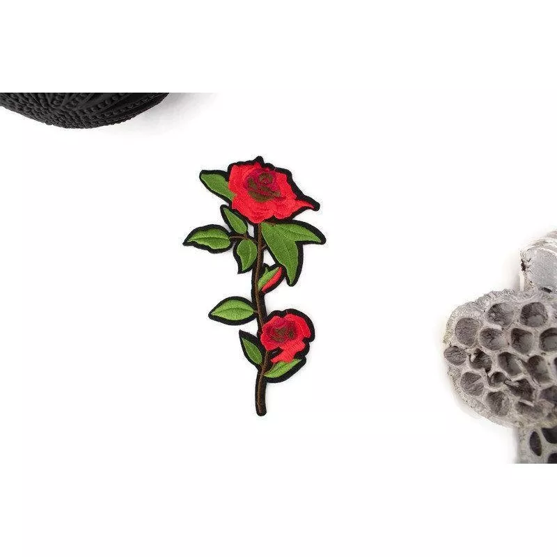 red-rose-embroidered-iron-on-patch-applique Red Rose Embroidered Iron On Patch Applique