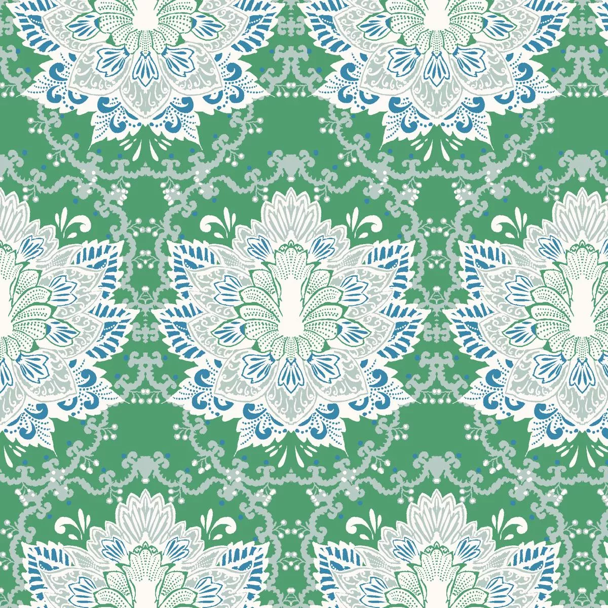 Refined Damask on Green Fabric