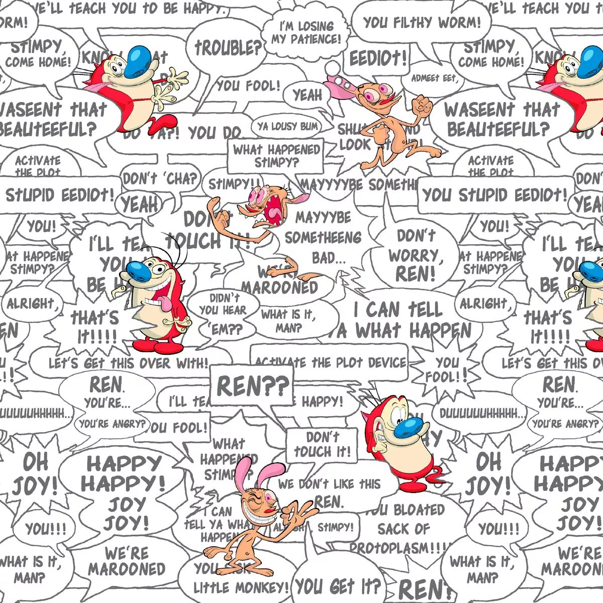 ren-stimpy-show-cartoon-chaos-throwback-character-fabric The Ren & Stimpy Show – Cartoon Chaos – Throwback Character Fabric