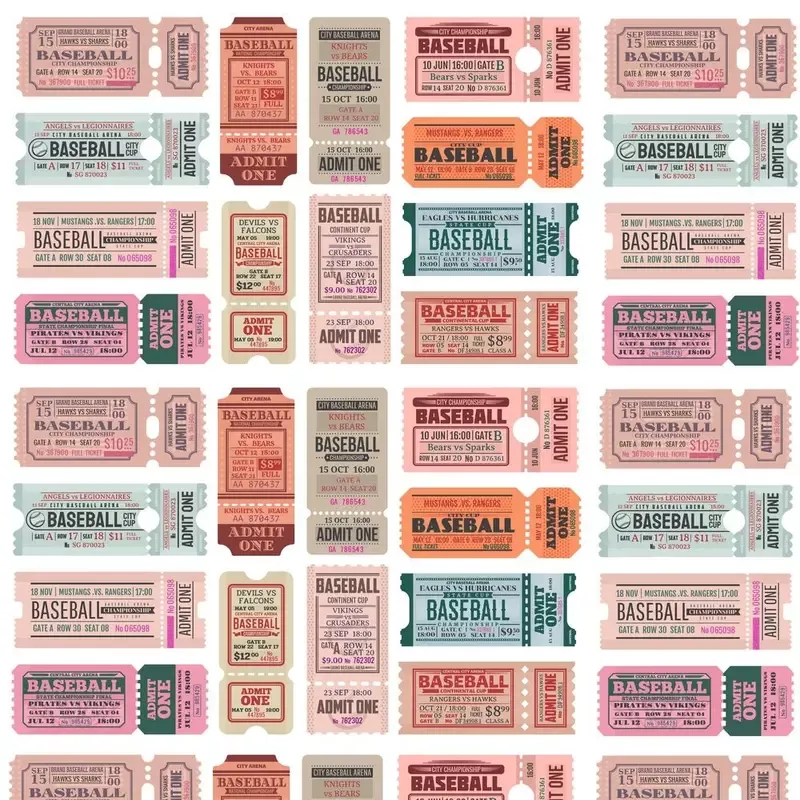 retro-baseball-tickets-fabric Retro Baseball Tickets Fabric