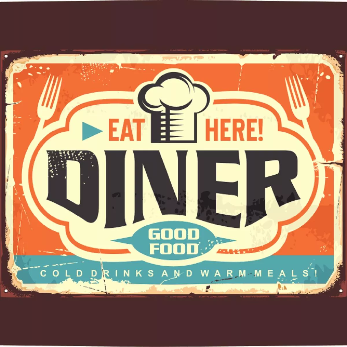 retro-diner-sign-fabric-panel-multi Retro Diner Sign Fabric Panel – Multi