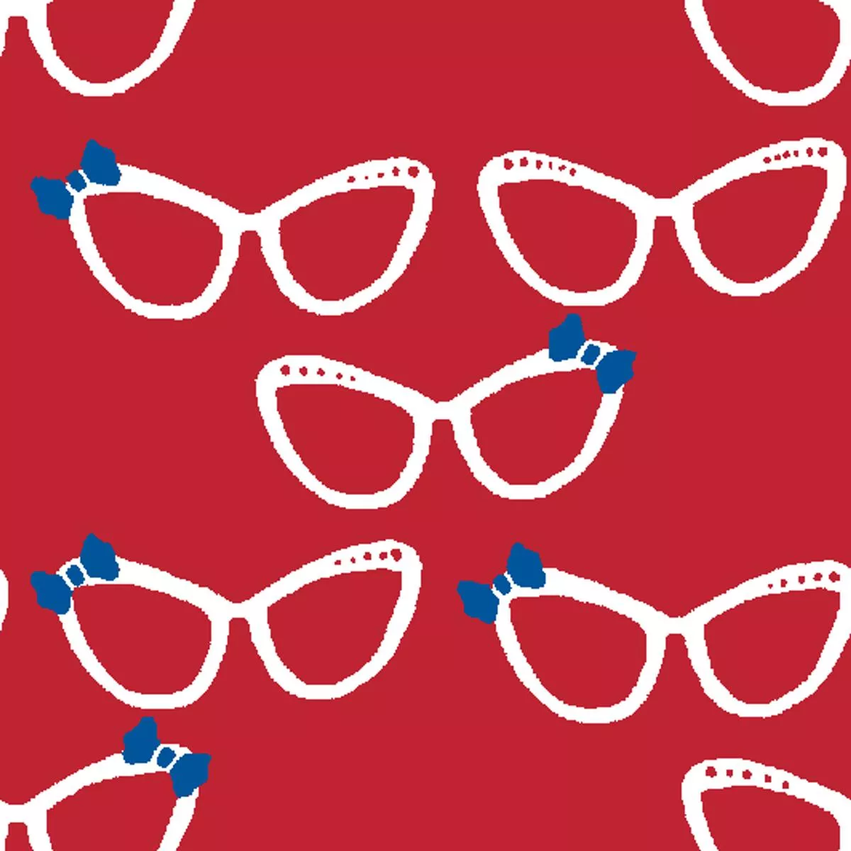 Retro Glam – Red Cat-Eye Spectacle Fabric