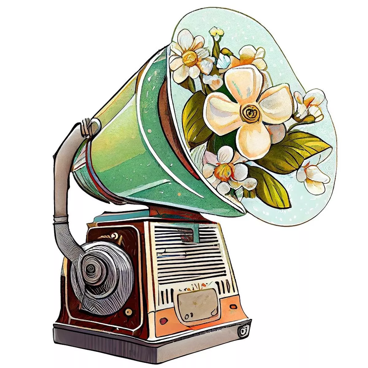 retro-gramophone-6-fabric-panel Retro Gramophone #6 Fabric Panel