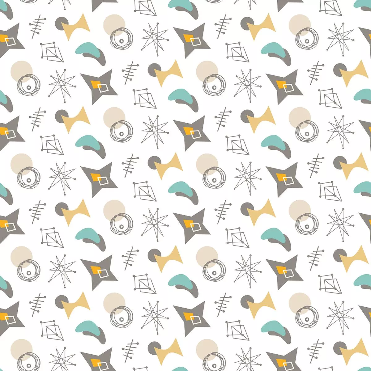 Retro Shapes And Atomic Stars Fabric