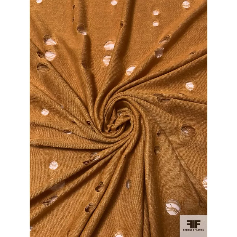 Ripped-Look Poly Rayon Knit – Turmeric