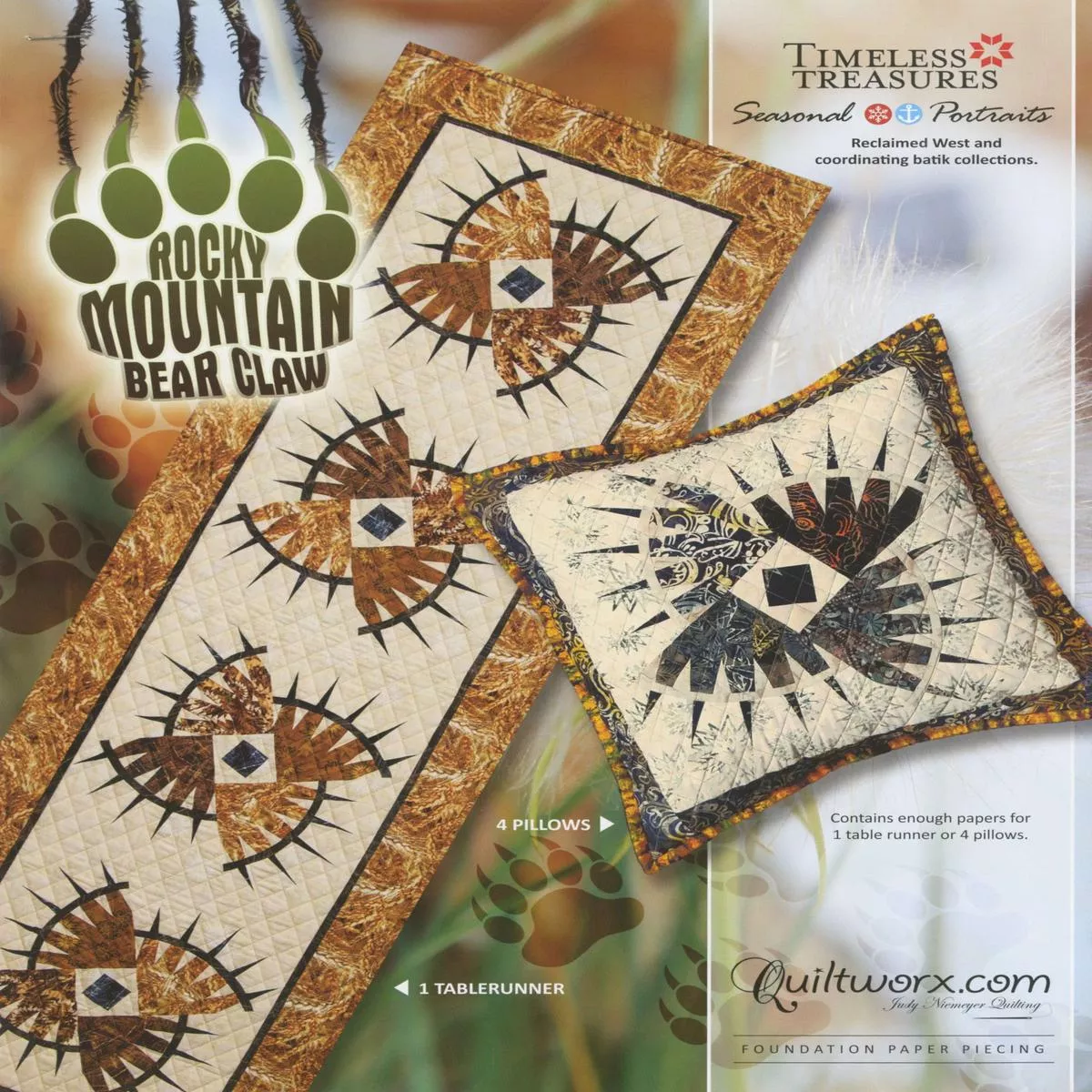 rocky-mountain-bear-claw-table-runner-pattern-by-judy-niemeyer Rocky Mountain Bear Claw Table Runner Pattern by Judy Niemeyer