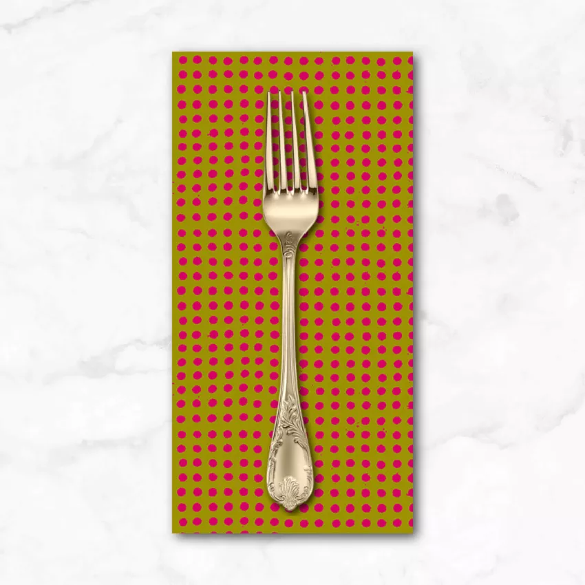 ruby-bee-blenders-dots-in-turmeric-dragonfruit-dinner-napkin Ruby and Bee Blenders, Dots in Turmeric Dragonfruit, Dinner Napkin