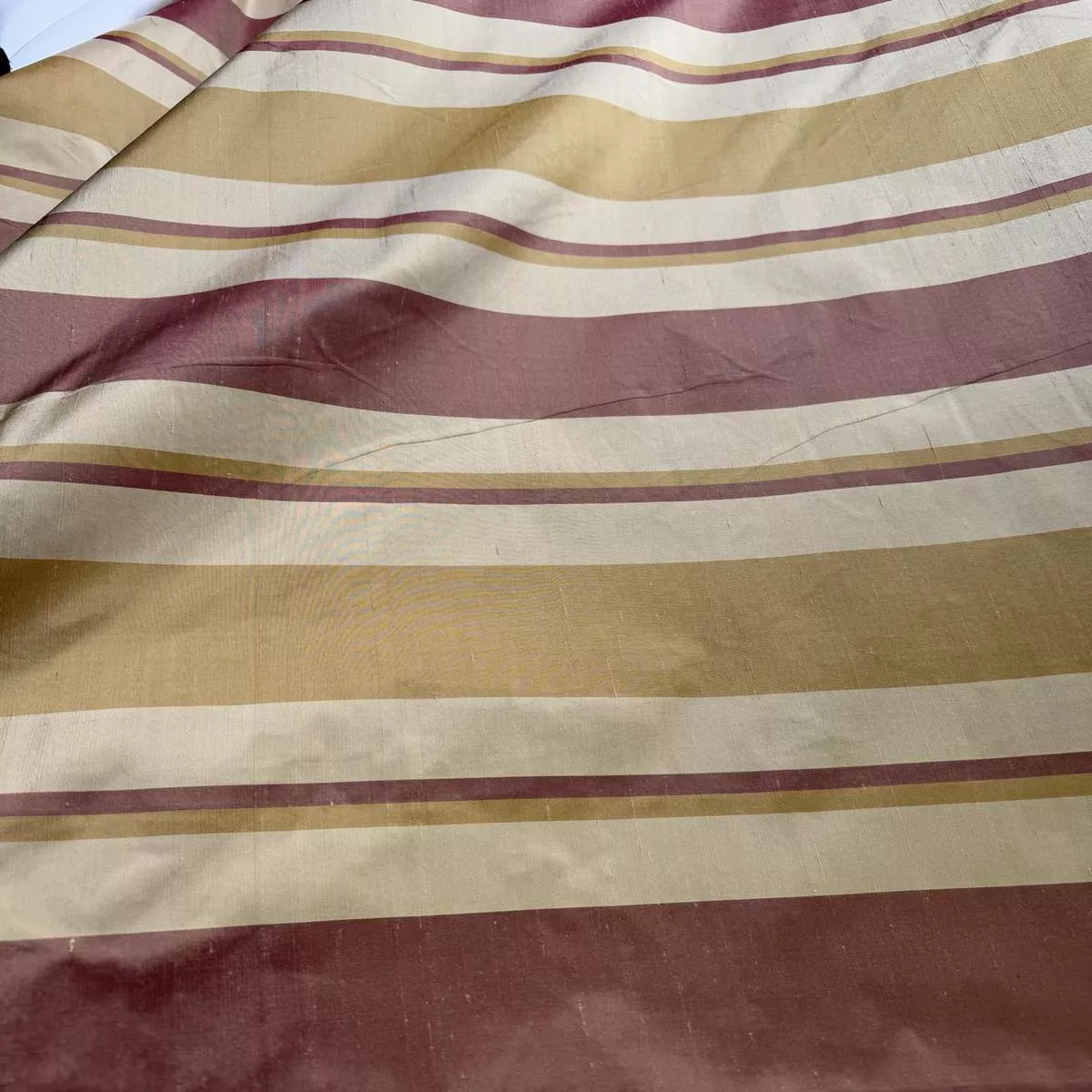 Rust & Gold Stripe – Silk Dupioni Fabric