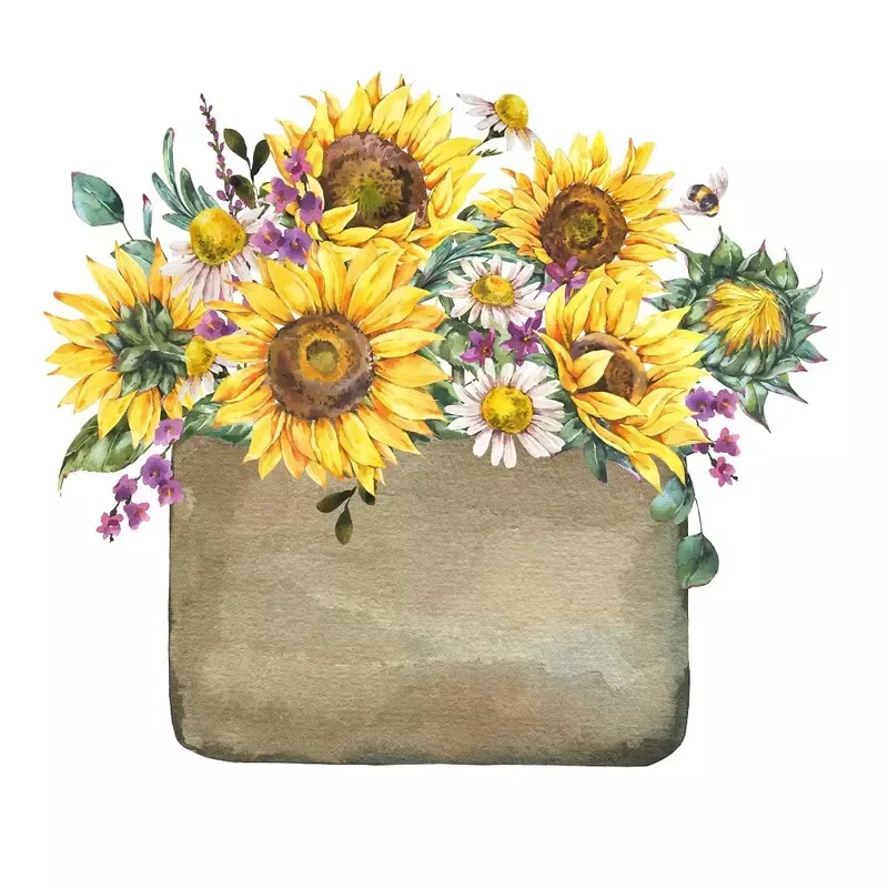 Rustic Florals Basket Fabric Panel