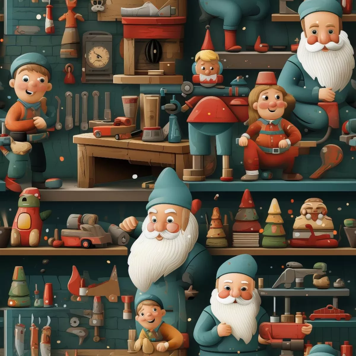 Santa’s Workshop Pattern 22 Quilting Cotton Fabric