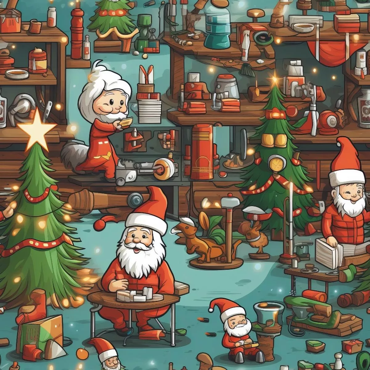 Santa’s Workshop Pattern 6 Quilting Cotton Fabric