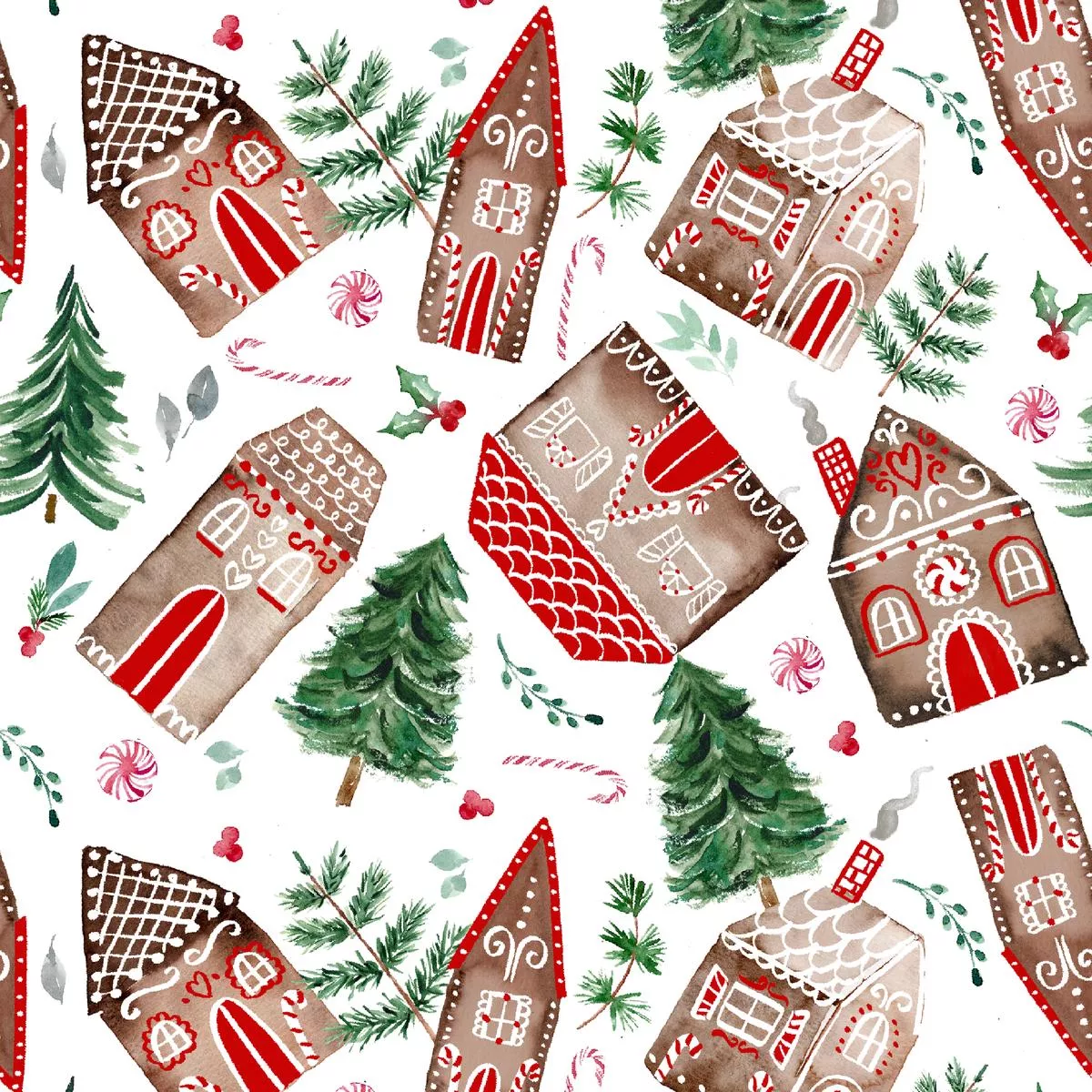 sara-berrenson-candy-cottage-gingerbread-pine-fabric Sara Berrenson Candy Cottage Gingerbread & Pine Fabric