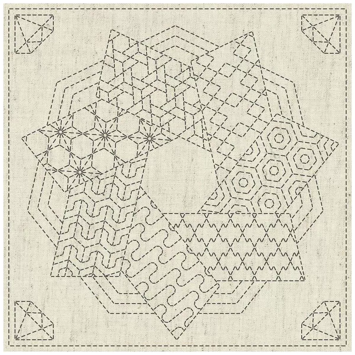 Sashiko Pattern Cloth Kaza-Guruma 4