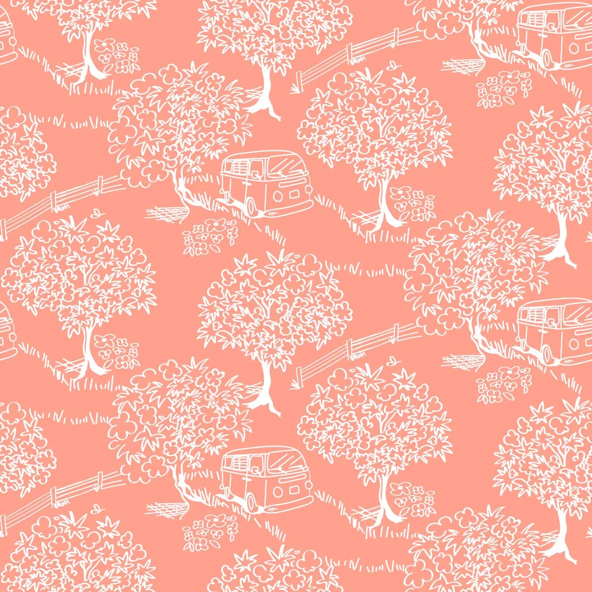scenic-trees-on-coral-fabric Scenic Trees on Coral Fabric