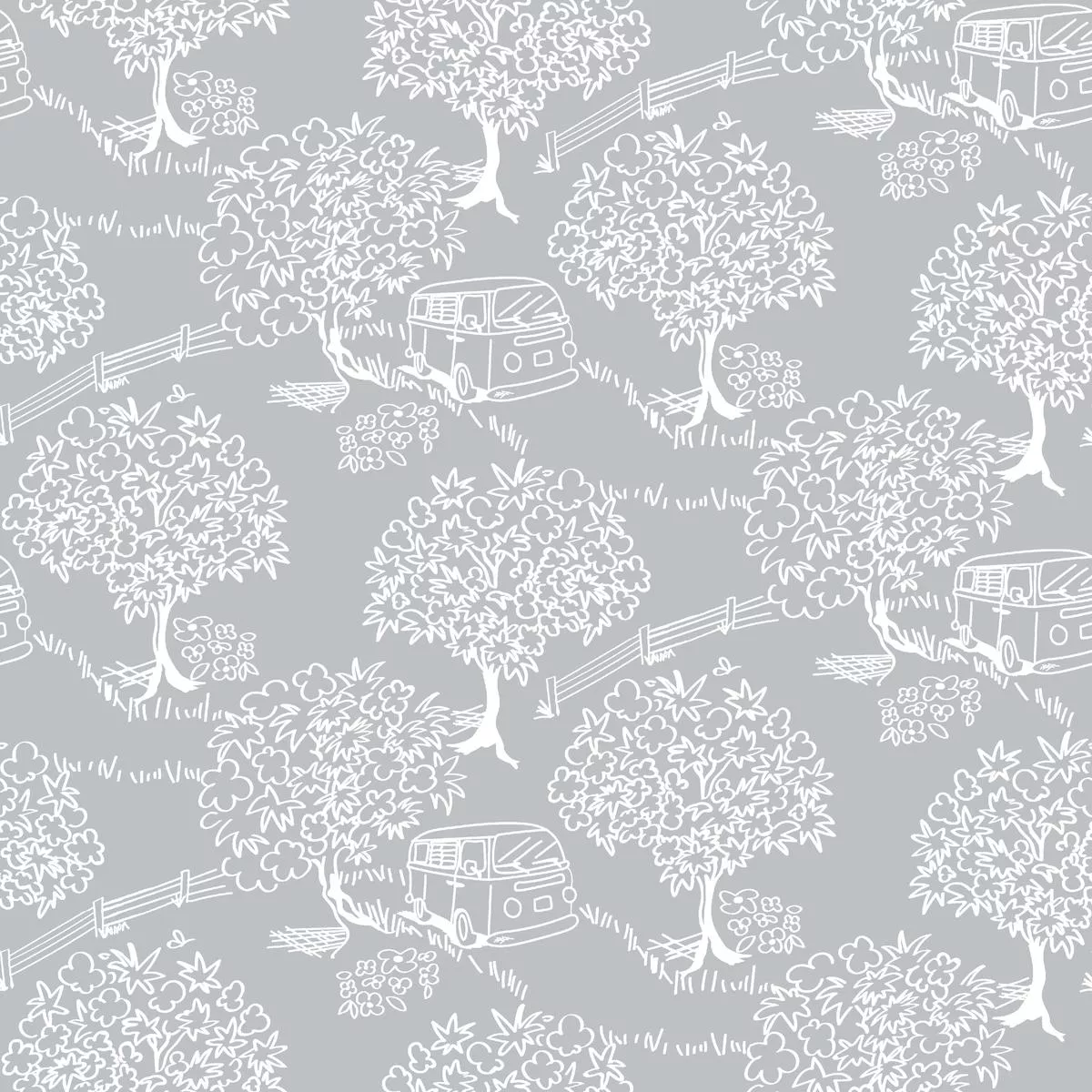 Scenic Trees on Gray Fabric