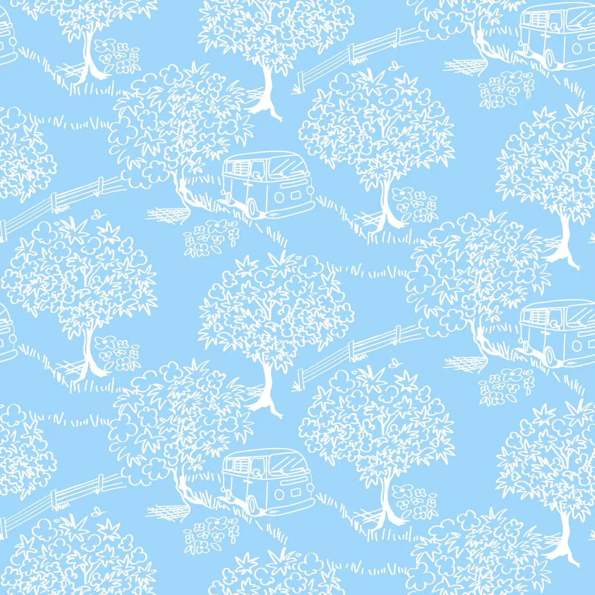 scenic-trees-on-light-blue-fabric Scenic Trees on Light Blue Fabric