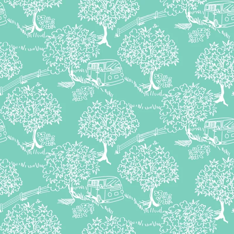 scenic-trees-on-mint-fabric Scenic Trees on Mint Fabric
