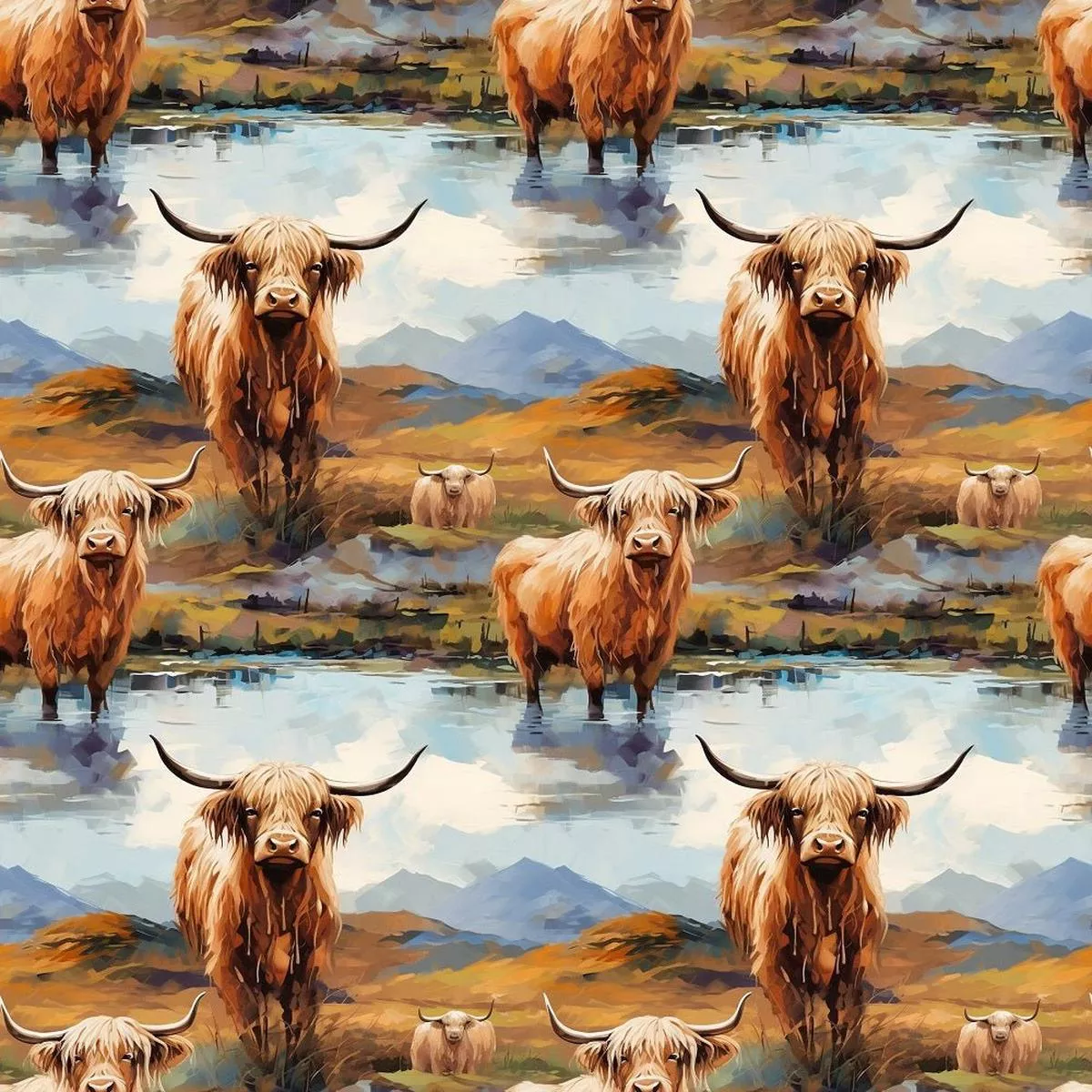 scottish-highland-cows-10-fabric Scottish Highland Cows #10 Fabric