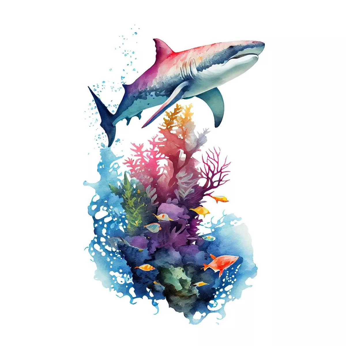 sea-creatures-shark-fabric-panel Sea Creatures Shark Fabric Panel