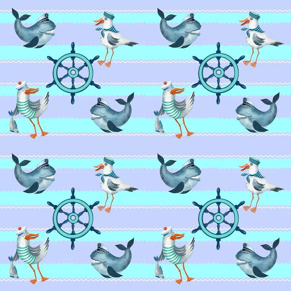 sea-gnomes-ship-wheels-fabric Sea Gnomes Ship Wheels Fabric