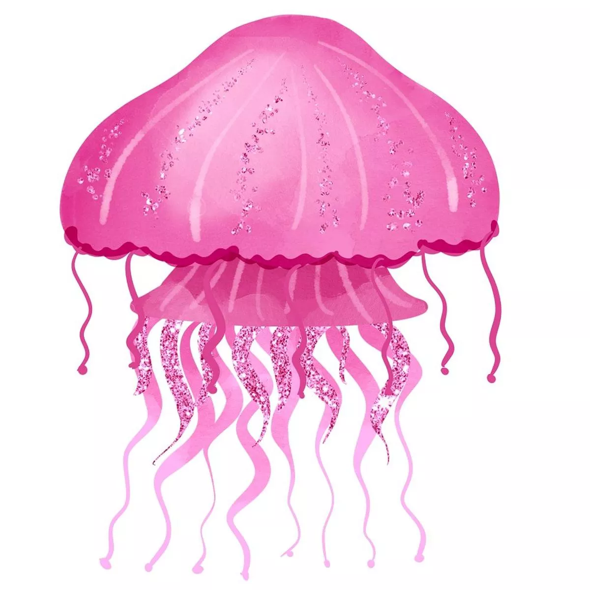 Sea Jellyfish Pink Fabric Panel